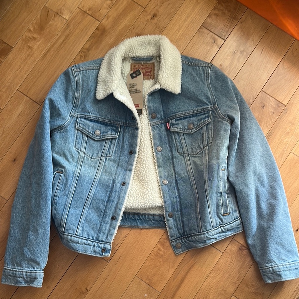 Blue Denim Jacket with White Sherpa Lining